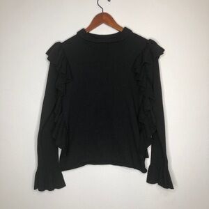English Factory Ruffle‎ Turtleneck Sweater Black